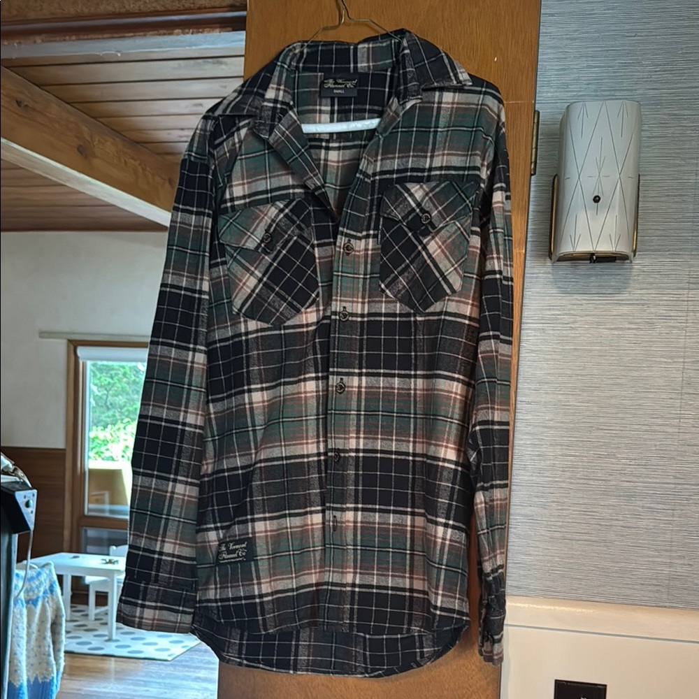 Casual Black and Green Button Down Shirt